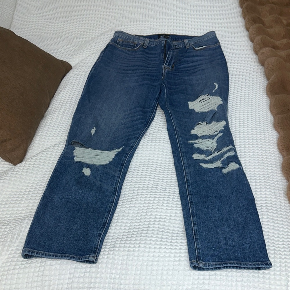 Hudson Jeans Women's Distressed Dark Blue Boyfriend Jeans